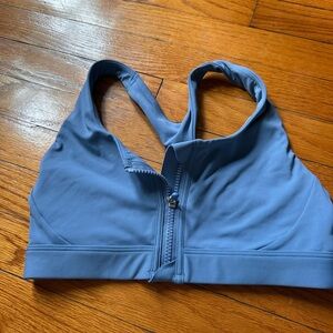 Athleta Zip-Front Blue Sports Bra